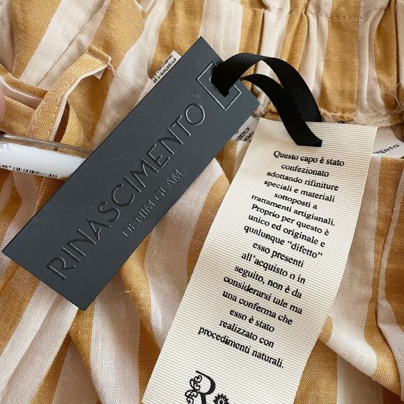 Rinascimento Paperbag Waist Belted Shorts Striped Tan Cream Size Small New - Picture 7 of 11